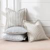 MIULEE Pack of 2 Rust Pillow Covers 26×26 Inch Striped Farmhouse Couch Throw Pillow Covers with Fringe Chic Linen Decorative Cushion Eruo Sham for Sofa Living Room Bed Outdoor Home Decor(Gray)