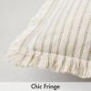 MIULEE Pack of 2 Rust Pillow Covers 26×26 Inch Striped Farmhouse Couch Throw Pillow Covers with Fringe Chic Linen Decorative Cushion Eruo Sham for Sofa Living Room Bed Outdoor Home Decor(Khaki)