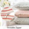 MIULEE Pack of 2 Rust Pillow Covers 26×26 Inch Striped Farmhouse Couch Throw Pillow Covers with Fringe Chic Linen Decorative Cushion Eruo Sham for Sofa Living Room Bed Outdoor Home Decor(Red)