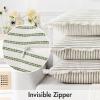 MIULEE Pack of 2 Rust Pillow Covers 26×26 Inch Striped Farmhouse Couch Throw Pillow Covers with Fringe Chic Linen Decorative Cushion Eruo Sham for Sofa Living Room Bed Outdoor Home Decor(Olive Green)