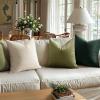 MIULEE Pack of 2 Velvet Soft Solid Decorative Square Throw Pillow Covers Christmas Cushion Case for Couch Sofa Bedroom Car 18×18 Inch 45×45 cm Green(Army Green)