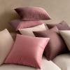 MIULEE Pack of 2 Velvet Soft Solid Decorative Square Throw Pillow Covers Christmas Cushion Case for Couch Sofa Bedroom Car 18×18 Inch 45×45 cm Green(Bright Pink)