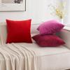 MIULEE Pack of 2 Velvet Soft Solid Decorative Square Throw Pillow Covers Christmas Cushion Case for Couch Sofa Bedroom Car 18×18 Inch 45×45 cm Green(Bright Red)