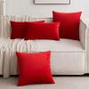 MIULEE Pack of 2 Velvet Soft Solid Decorative Square Throw Pillow Covers Christmas Cushion Case for Couch Sofa Bedroom Car 18×18 Inch 45×45 cm Green(Bright Red)
