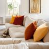 MIULEE Pack of 2 Velvet Soft Solid Decorative Square Throw Pillow Covers Christmas Cushion Case for Couch Sofa Bedroom Car 18×18 Inch 45×45 cm Green(Burnt Orange)