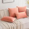 MIULEE Pack of 2 Velvet Soft Solid Decorative Square Throw Pillow Covers Christmas Cushion Case for Couch Sofa Bedroom Car 18×18 Inch 45×45 cm Green(Coral Red)