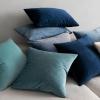 MIULEE Pack of 2 Velvet Soft Solid Decorative Square Throw Pillow Covers Christmas Cushion Case for Couch Sofa Bedroom Car 18×18 Inch 45×45 cm Green(Dark Blue)