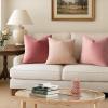MIULEE Pack of 2 Velvet Soft Solid Decorative Square Throw Pillow Covers Christmas Cushion Case for Couch Sofa Bedroom Car 18×18 Inch 45×45 cm Green(Dusty Pink)