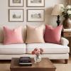 MIULEE Pack of 2 Velvet Soft Solid Decorative Square Throw Pillow Covers Christmas Cushion Case for Couch Sofa Bedroom Car 18×18 Inch 45×45 cm Green(Dusty Pink)