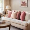 MIULEE Pack of 2 Velvet Soft Solid Decorative Square Throw Pillow Covers Christmas Cushion Case for Couch Sofa Bedroom Car 18×18 Inch 45×45 cm Green(Dusty Pink)