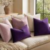 MIULEE Pack of 2 Velvet Soft Solid Decorative Square Throw Pillow Covers Christmas Cushion Case for Couch Sofa Bedroom Car 18×18 Inch 45×45 cm Green(Eggplant Purple)