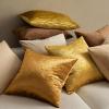 MIULEE Pack of 2 Velvet Soft Solid Decorative Square Throw Pillow Covers Christmas Cushion Case for Couch Sofa Bedroom Car 18×18 Inch 45×45 cm Green(Golden)