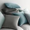 MIULEE Pack of 2 Velvet Soft Solid Decorative Square Throw Pillow Covers Christmas Cushion Case for Couch Sofa Bedroom Car 18×18 Inch 45×45 cm Green(Grey)