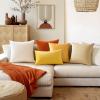MIULEE Pack of 2 Velvet Soft Solid Decorative Square Throw Pillow Covers Christmas Cushion Case for Couch Sofa Bedroom Car 18×18 Inch 45×45 cm Green(Lemon Yellow)