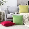 MIULEE Pack of 2 Velvet Soft Solid Decorative Square Throw Pillow Covers Christmas Cushion Case for Couch Sofa Bedroom Car 18×18 Inch 45×45 cm Green(Lime Green)