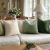 MIULEE Pack of 2 Velvet Soft Solid Decorative Square Throw Pillow Covers Christmas Cushion Case for Couch Sofa Bedroom Car 18×18 Inch 45×45 cm Green(Moss Green)
