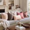 MIULEE Pack of 2 Velvet Soft Solid Decorative Square Throw Pillow Covers Christmas Cushion Case for Couch Sofa Bedroom Car 18×18 Inch 45×45 cm Green(Pink)