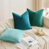 MIULEE Pack of 2 Velvet Soft Solid Decorative Square Throw Pillow Covers Christmas Cushion Case for Couch Sofa Bedroom Car 18×18 Inch 45×45 cm Green(Teal)