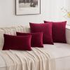 MIULEE Pack of 2 Velvet Soft Solid Decorative Square Throw Pillow Covers Christmas Cushion Case for Couch Sofa Bedroom Car 18×18 Inch 45×45 cm Green(Wine Red)