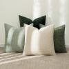 MIULEE Pack of 4 Couch Throw Pillow Covers 20×20 Inch Neutral Soft Decorative Chenille Pillow Covers Farmhouse Boho Cushion Covers for Mid Century Modern Home Decor Sofa Bedroom Living Room(Neutral Green)