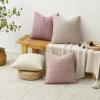 MIULEE Pack of 4 Couch Throw Pillow Covers 20×20 Inch Neutral Soft Decorative Chenille Pillow Covers Farmhouse Boho Cushion Covers for Mid Century Modern Home Decor Sofa Bedroom Living Room(Neutral Pink)