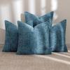 MIULEE Pack of 4 Couch Throw Pillow Covers 20×20 Inch Neutral Soft Decorative Chenille Pillow Covers Farmhouse Boho Cushion Covers for Mid Century Modern Home Decor Sofa Bedroom Living Room(Smoke Blue)