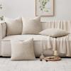 MIULEE Pack of 4 Couch Throw Pillow Covers 20×20 Inch Neutral Soft Decorative Chenille Pillow Covers Farmhouse Boho Cushion Covers for Mid Century Modern Home Decor Sofa Bedroom Living Room(Cream)