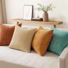MIULEE Pack of 4 Couch Throw Pillow Covers 20×20 Inch Neutral Soft Decorative Chenille Pillow Covers Farmhouse Boho Cushion Covers for Mid Century Modern Home Decor Sofa Bedroom Living Room(Orange/Teal)