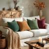 MIULEE Pack of 4 Couch Throw Pillow Covers 20×20 Inch Neutral Soft Decorative Chenille Pillow Covers Farmhouse Boho Cushion Covers for Mid Century Modern Home Decor Sofa Bedroom Living Room(Christmas Dark Green)