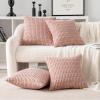 MIULEE Pack of 4 Fall Boho Farmhouse Orange Yellow Corduroy Decorative Throw Pillow Covers 18×18 Inch Soft Striped Pillow Covers Modern Rustic Home Decor for Sofa Living Room Couch Bed(Pink)