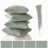 MIULEE Pack of 4 Fall Boho Farmhouse Orange Yellow Corduroy Decorative Throw Pillow Covers 18×18 Inch Soft Striped Pillow Covers Modern Rustic Home Decor for Sofa Living Room Couch Bed(Greyish Green)