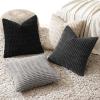 MIULEE Pack of 4 Fall Boho Farmhouse Orange Yellow Corduroy Decorative Throw Pillow Covers 18×18 Inch Soft Striped Pillow Covers Modern Rustic Home Decor for Sofa Living Room Couch Bed(Black and White)