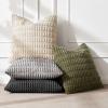 MIULEE Pack of 4 Fall Boho Farmhouse Orange Yellow Corduroy Decorative Throw Pillow Covers 18×18 Inch Soft Striped Pillow Covers Modern Rustic Home Decor for Sofa Living Room Couch Bed(Grey and Olive)