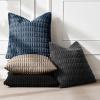 MIULEE Pack of 4 Fall Boho Farmhouse Orange Yellow Corduroy Decorative Throw Pillow Covers 18×18 Inch Soft Striped Pillow Covers Modern Rustic Home Decor for Sofa Living Room Couch Bed(Black and Blue)