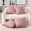 MIULEE Pack of 4 Fall Boho Farmhouse Orange Yellow Corduroy Decorative Throw Pillow Covers 18×18 Inch Soft Striped Pillow Covers Modern Rustic Home Decor for Sofa Living Room Couch Bed(Blush Pink)