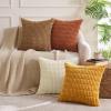 MIULEE Pack of 4 Fall Boho Farmhouse Orange Yellow Corduroy Decorative Throw Pillow Covers 18×18 Inch Soft Striped Pillow Covers Modern Rustic Home Decor for Sofa Living Room Couch Bed(Camel)