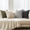 MIULEE Pack of 4 Fall Boho Farmhouse Orange Yellow Corduroy Decorative Throw Pillow Covers 18×18 Inch Soft Striped Pillow Covers Modern Rustic Home Decor for Sofa Living Room Couch Bed(Grey and Olive)