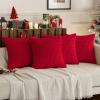 MIULEE Pack of 4 Fall Boho Farmhouse Orange Yellow Corduroy Decorative Throw Pillow Covers 18×18 Inch Soft Striped Pillow Covers Modern Rustic Home Decor for Sofa Living Room Couch Bed(Red)