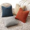 MIULEE Pack of 4 Fall Boho Farmhouse Orange Yellow Corduroy Decorative Throw Pillow Covers 18×18 Inch Soft Striped Pillow Covers Modern Rustic Home Decor for Sofa Living Room Couch Bed(Blue and Orange)