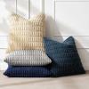 MIULEE Pack of 4 Fall Boho Farmhouse Orange Yellow Corduroy Decorative Throw Pillow Covers 18×18 Inch Soft Striped Pillow Covers Modern Rustic Home Decor for Sofa Living Room Couch Bed(Blue and Brown)