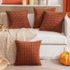 MIULEE Pack of 4 Fall Boho Farmhouse Orange Yellow Corduroy Decorative Throw Pillow Covers 18×18 Inch Soft Striped Pillow Covers Modern Rustic Home Decor for Sofa Living Room Couch Bed(Dark Rust)