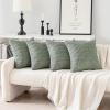 MIULEE Pack of 4 Fall Boho Farmhouse Orange Yellow Corduroy Decorative Throw Pillow Covers 18×18 Inch Soft Striped Pillow Covers Modern Rustic Home Decor for Sofa Living Room Couch Bed(Greyish Green)