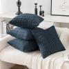 MIULEE Pack of 4 Fall Boho Farmhouse Orange Yellow Corduroy Decorative Throw Pillow Covers 18×18 Inch Soft Striped Pillow Covers Modern Rustic Home Decor for Sofa Living Room Couch Bed(Blue)