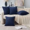 MIULEE Pack of 4 Fall Boho Farmhouse Orange Yellow Corduroy Decorative Throw Pillow Covers 18×18 Inch Soft Striped Pillow Covers Modern Rustic Home Decor for Sofa Living Room Couch Bed(Dark Blue)