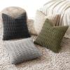 MIULEE Pack of 4 Fall Boho Farmhouse Orange Yellow Corduroy Decorative Throw Pillow Covers 18×18 Inch Soft Striped Pillow Covers Modern Rustic Home Decor for Sofa Living Room Couch Bed(Grey and Olive)