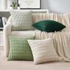 MIULEE Pack of 4 Fall Boho Farmhouse Orange Yellow Corduroy Decorative Throw Pillow Covers 18×18 Inch Soft Striped Pillow Covers Modern Rustic Home Decor for Sofa Living Room Couch Bed(Green)
