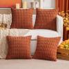 MIULEE Pack of 4 Fall Boho Farmhouse Orange Yellow Corduroy Decorative Throw Pillow Covers 18×18 Inch Soft Striped Pillow Covers Modern Rustic Home Decor for Sofa Living Room Couch Bed(Rust)
