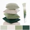 MIULEE Pack of 4 Fall Boho Farmhouse Orange Yellow Corduroy Decorative Throw Pillow Covers 18×18 Inch Soft Striped Pillow Covers Modern Rustic Home Decor for Sofa Living Room Couch Bed(Green)