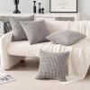 MIULEE Pack of 4 Fall Boho Farmhouse Orange Yellow Corduroy Decorative Throw Pillow Covers 18×18 Inch Soft Striped Pillow Covers Modern Rustic Home Decor for Sofa Living Room Couch Bed(Light Grey)