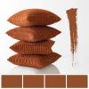 MIULEE Pack of 4 Fall Boho Farmhouse Orange Yellow Corduroy Decorative Throw Pillow Covers 18×18 Inch Soft Striped Pillow Covers Modern Rustic Home Decor for Sofa Living Room Couch Bed(Dark Rust)